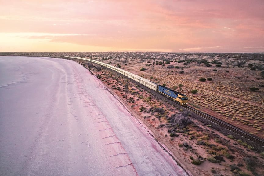 Indian Pacific train in Southern Australia.  Photo courtesy of Journey Beyond