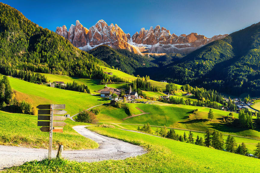 Santa Maddalena Village in the Dolomites, Italy