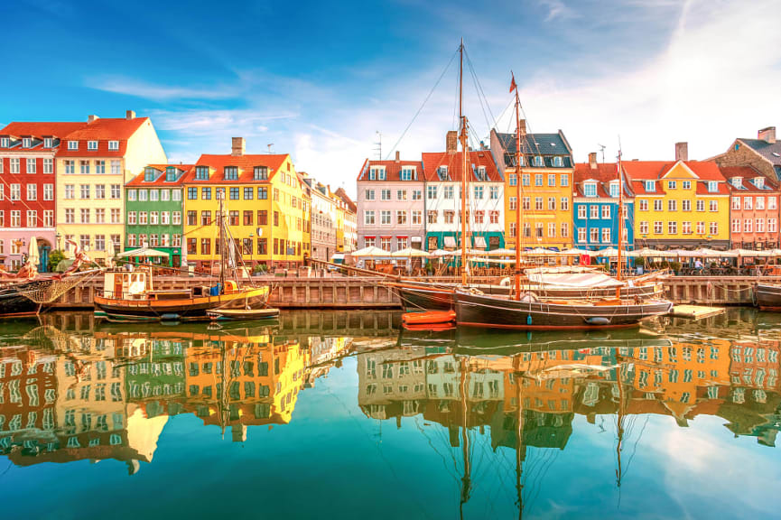 Nyhavn - 17th century port, canal and resting place in Copenhagen, Denmark