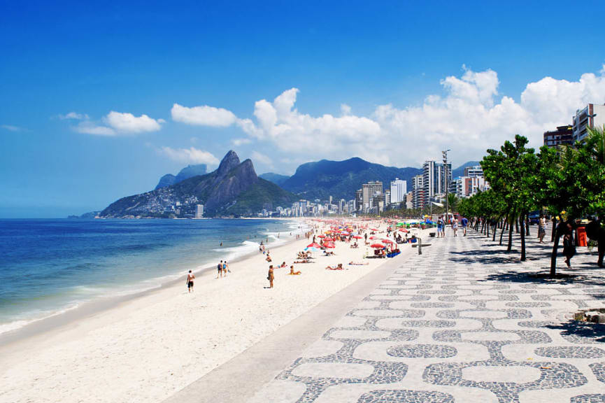 Ipanema Beach in Rio de Janeiro, Brazil.