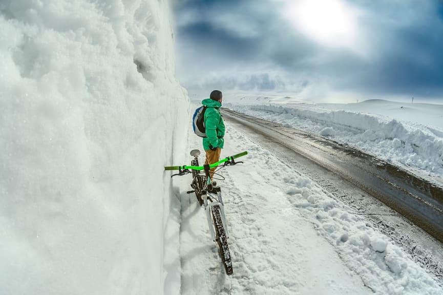 Biking on a winter day in Iceland