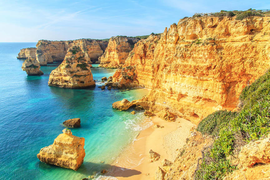 Cliffs near Lagos City in the Algarve region of Portugal
