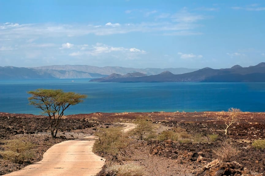 Lake Turkana in the Koobi Fora region, Kenya Rift Valley.