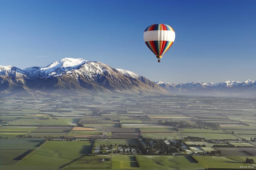Ballooning over the Canterbury Plains near Chistchurch, New Zealand