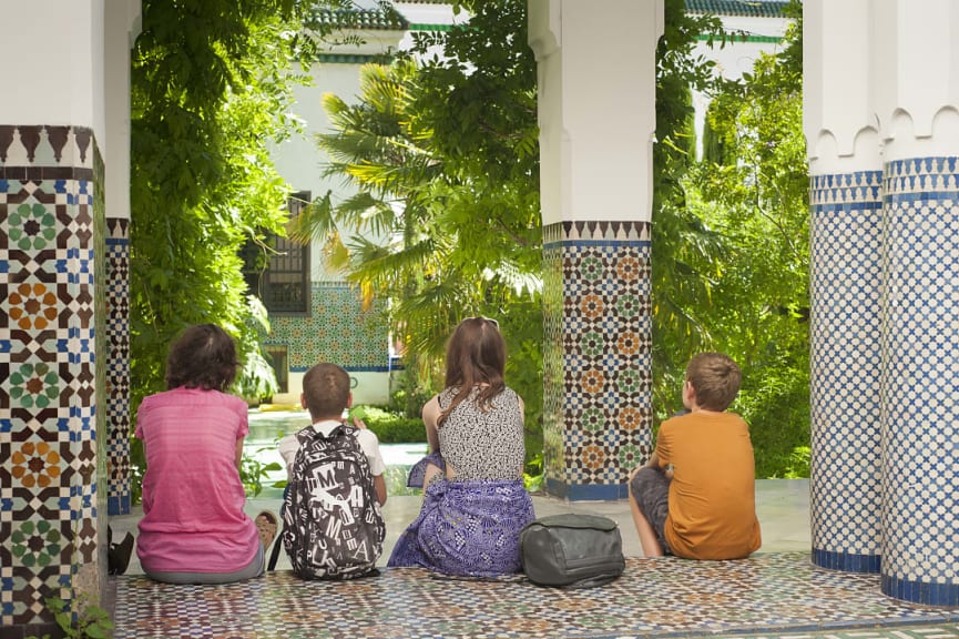 Family at the Great Mosque of Paris in France