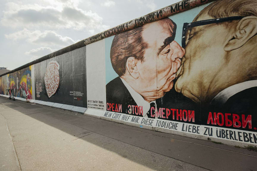 Murals along the Berlin wall in Germany