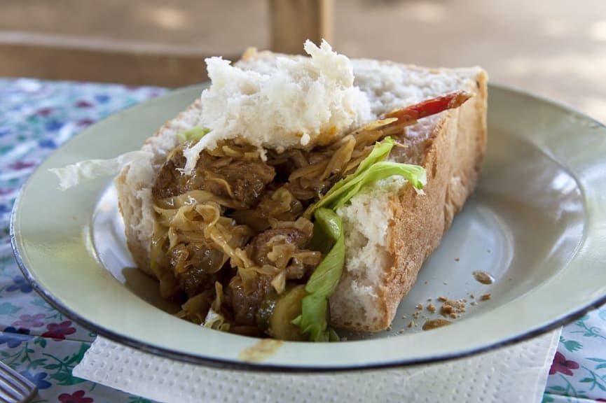 Bunny chow street food in Durban, South Africa