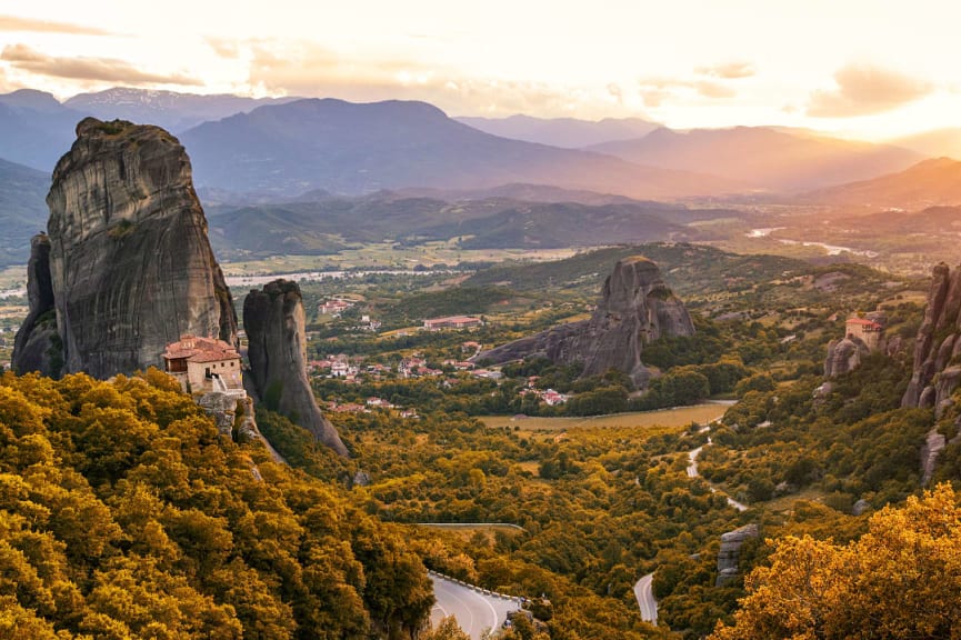 Golden foliage in Meteora, Greece