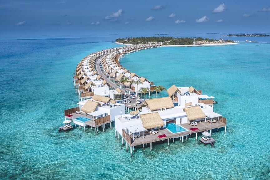 Luxury water villas with pools at Emerald Maldives Resort and Spa.  Photo courtesy of Emerald Maldives Resort & Spa