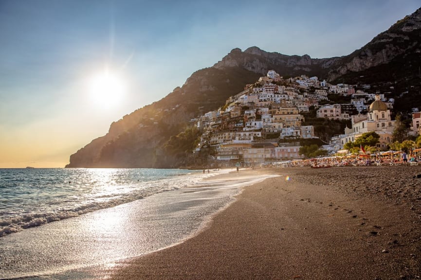 Spiaggia Grande beach in Positano on the Amalfi Coast in Italy