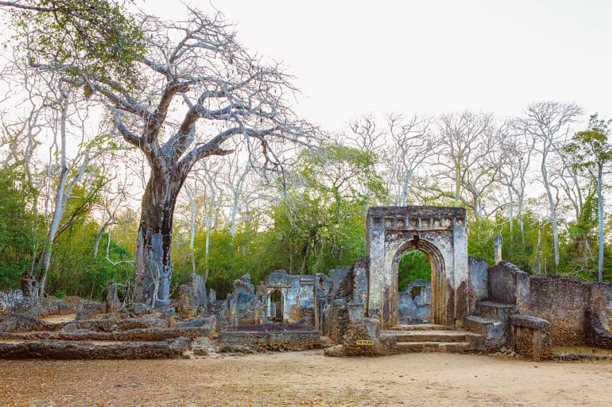 Ruins of ancient Gedi, a Swahili town in Kenya near Malindi