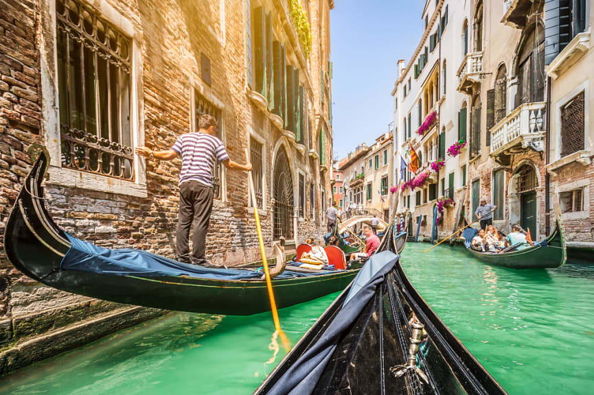 Gondola ride through the canals in Venice