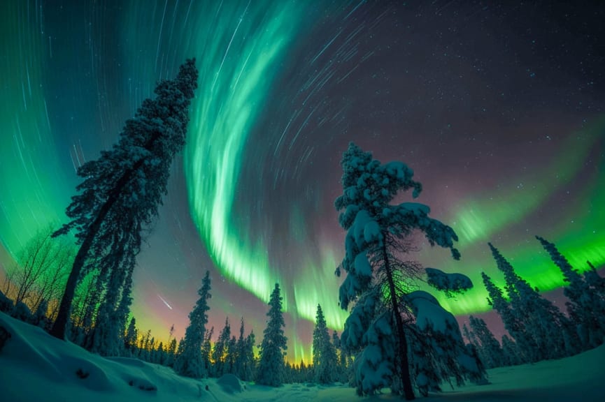 Northern lights over Swedish Lappland, Sweden