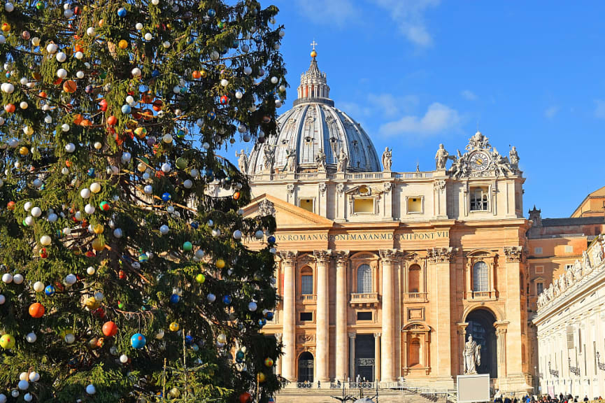 Christmas tree in Vatican City, Rome, Italy