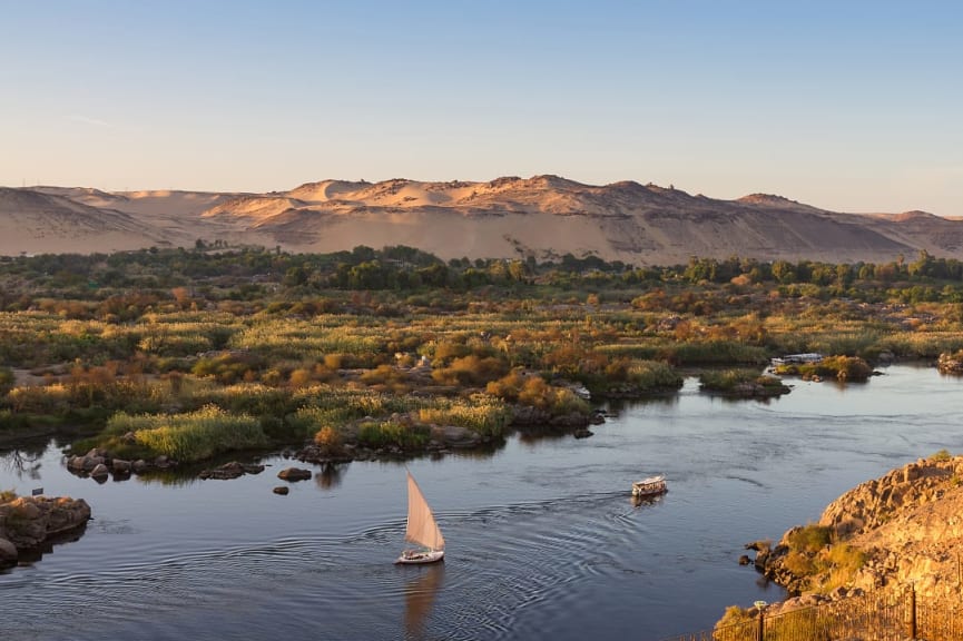 Boats on the Nile River in Egypt