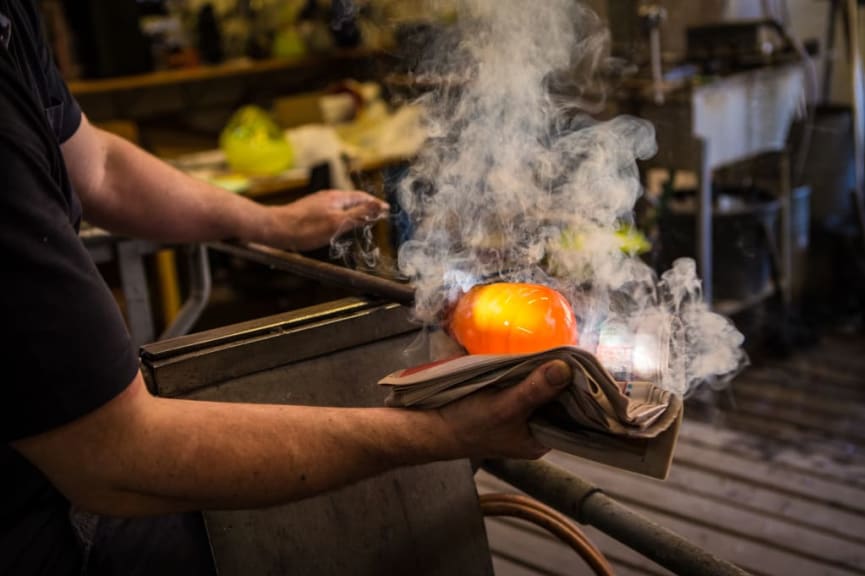 Moreno glass craftsman in Italy