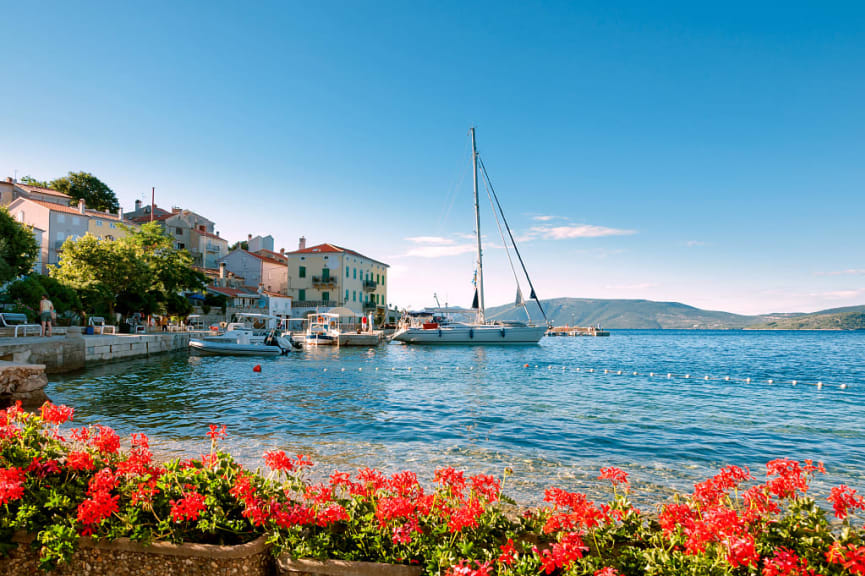 Port in Valun village on Cres Island, Croatia