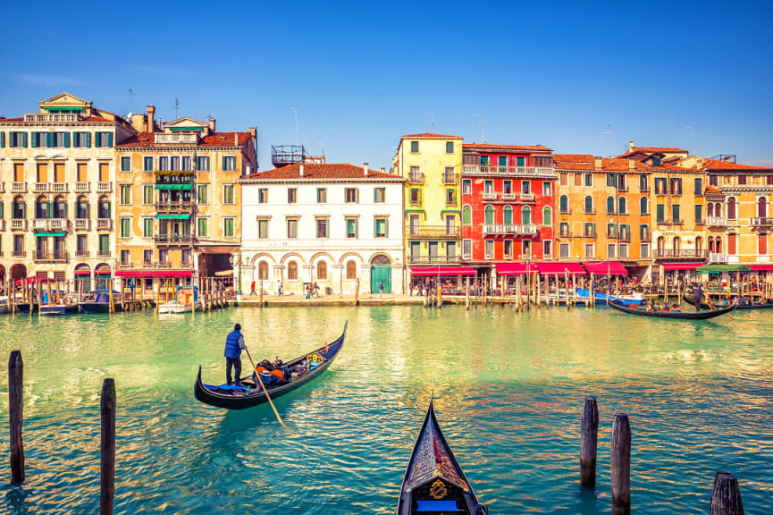 Gondola on the Grand Canal in Venice, Italy