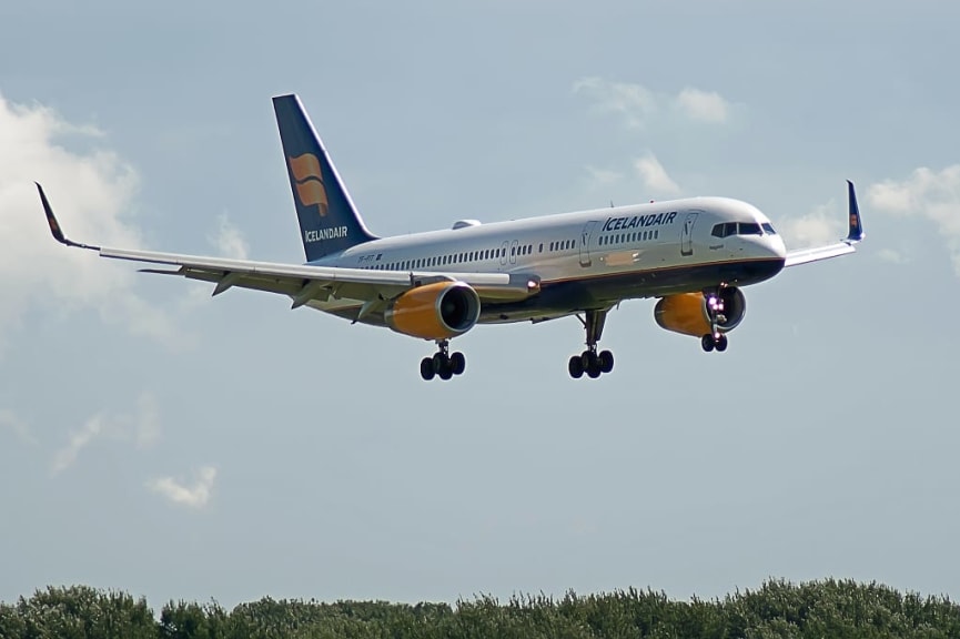 Icelandair airplane in flight