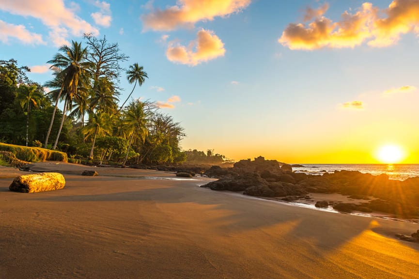 Beach on the Pacific Coast of Costa Rica, inside Corcovado National Park in the Osa Peninsula