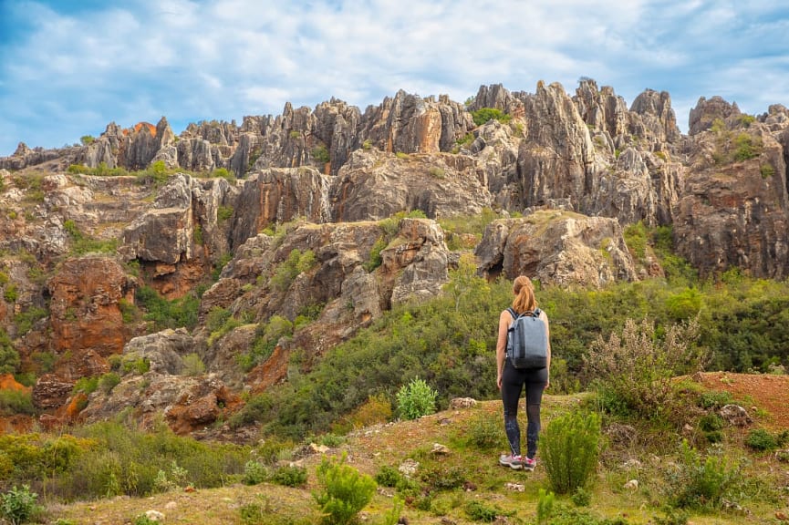 Woman hiking Cerro de Hierro in Andalusia, Spain
