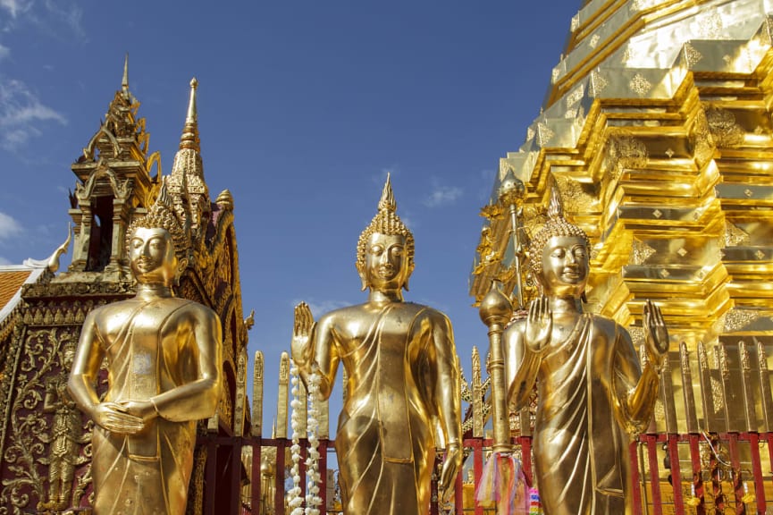 Buddha statues in Wat Phra That Doi Suthep, Chiang Mai, Thailand