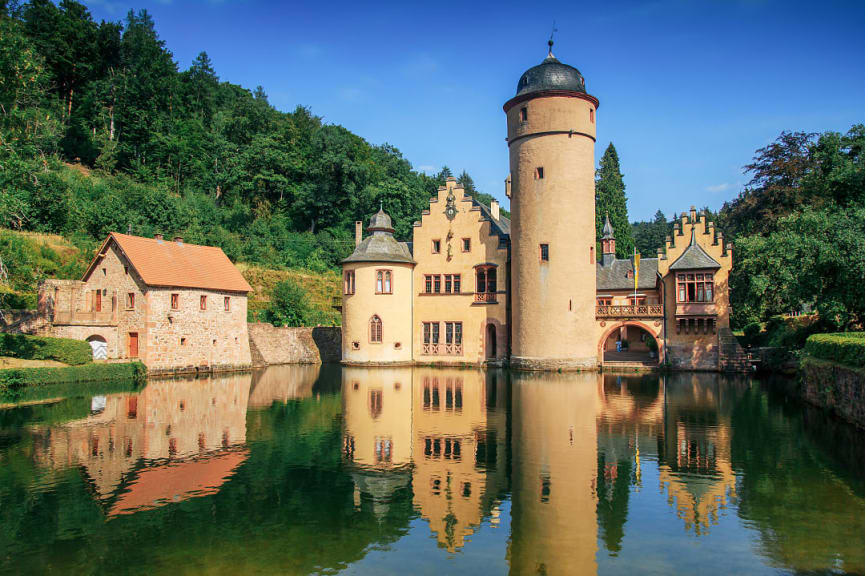 Mespelbrunn Water Castle in the Spessart Forest, Germany