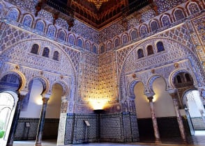 Interior of the Seville Royal Alcazar in Spain