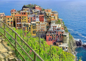 Pathway thru vineyards above Manarola in the Cinque Terre, Italy.