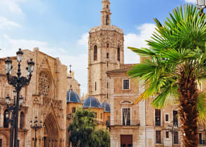 Square of Saint Mary's and Valencia cathedral in Spain 