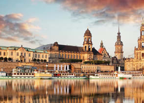 Dresden Old Town over Elbe river, Germany 