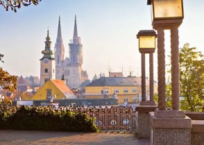 Zagreb towers at sunrise in Croatia