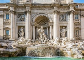 Trevi Fountain on a sunny day in Rome, Italy