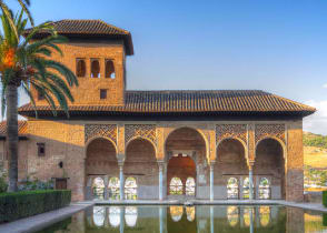 Alhambra at sunrise in Granada, Spain 