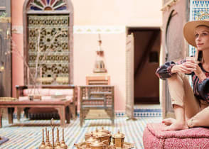 Moroccan riad interior in Marrakech