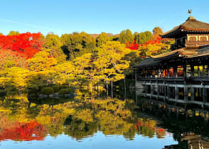 Fall foliage at Heian Shrine gardens in Kyoto, Japan