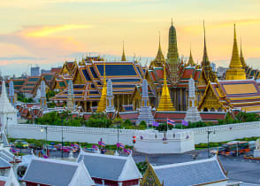 Grand Palace and Wat Phra Keaw at sunset Bangkok, Thailand