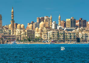 View of the city and mosque of Abu al-Abbas al-Mursi, Alexandria, Egypt