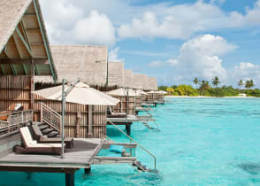 Villa on turquoise water in Tahiti