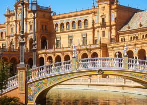 Bridge of Plaza de Espana in Seville, Spain 