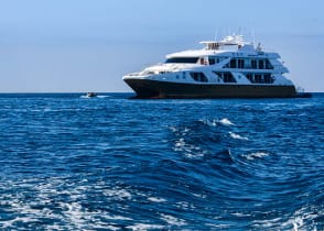 Luxury yacht off the shores of San Cristobol, Galapagos