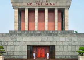 Soldiers guarding Ho Chi Mihn Mausoleum in Hanio, Vietnam