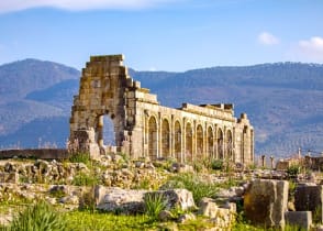 Ruins of an ancient Roman city in Volubilis, Morocco