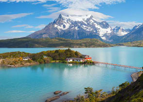 Lake Pehoe in Patagonia, Chile