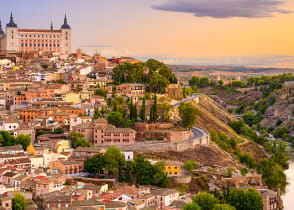 View of Alcazar and Tagus river in Toledo, Spain