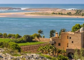 Beach and lagoon in Oualidia, Morocco