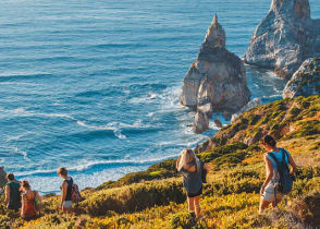 Hiking Cape Roca on the coast in Sintra, Portugal