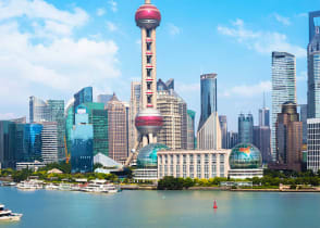 Shanghai skyline on Huangpu river in China