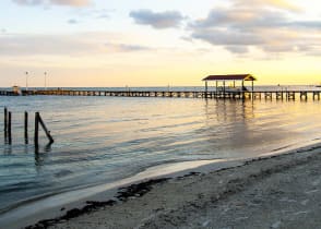 San Pedro beach at sunset in Ambergris Caye, Belize