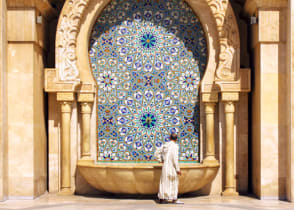 Fountain at Hassan II Mosque in Casablanca, Morocco